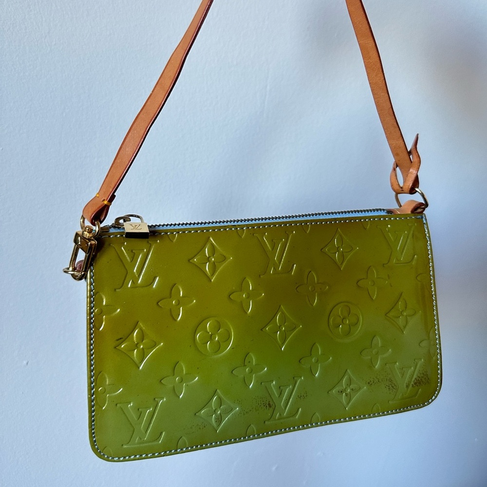LV green ombré vinyl pochette style bag